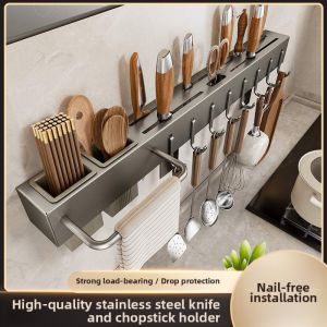 Stainless Steel Multifunctional Knife and Chopstick Holder No-drilling