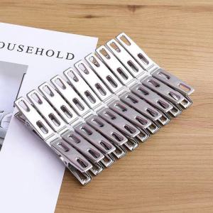 20 Pcs Stainless Steel 4.5cm Nailless 1 Centimeter Flat Mouth Clip Drying Clothes Socks Stainless Steel Clothes Rack Clip Quilt