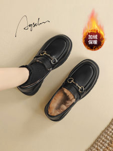 Agsdon Fleece Lined Thick Heel Snow Boots Womens Loafers Shoes Winter Warm Cotton Shoes Increased Height Plush Booties