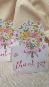 Thiệp Thank You 3D Nổi Bó Hoa – Thiệp Cảm Ơn Khách Hàng Cao Cấp