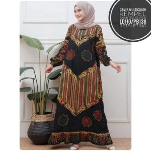 (COD) GAMIS MULTICOLOR REMPEL BATIK CAP