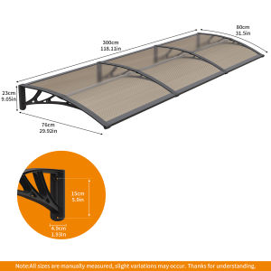 Outdoor Awning Canopy Kanopi Khemah Window Sun Shade UV Rain Waterproof Balcony Garden Polycarbonate