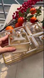 Bộ 6 Khay Mứt Khay Đựng Bánh Kẹo Mứt Tết Màu Trong Suốt Và Hổ Phách Siêu Sang Trọng Phong Cách Bắc Âu tết 2025