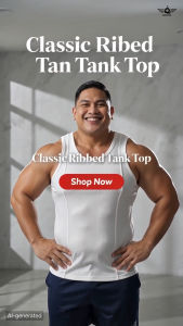 4XL-9XL Men’s Plus Size Sando Tank Top U-Neck Ribbed Stretch Loose Fit Breathable Sleeveless Shirt for Casual Gym Wear