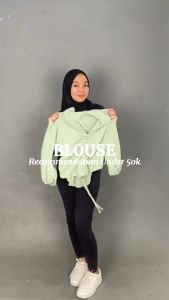 TASSY BLOUSE SERUT DEPAN CRINGKLE | BLOUSE LENGAN PANJANG BALON KEKINIAN | BLOUSE SERUT WANITA