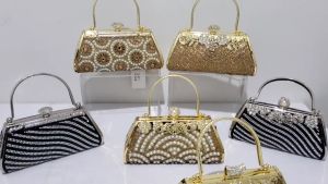 Tas Pesta Wanita Import Diamond Clutch Glitter Motif Bunga Cantik Mewah 2909/10/11