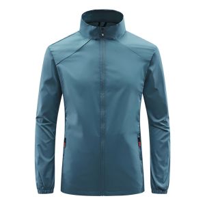 New Running Jacket Ultra Light Mens Summer Casual Zipper Placket Soft Skin Windbreaker Street Motorcycle Fishing Sunscreen Suit
