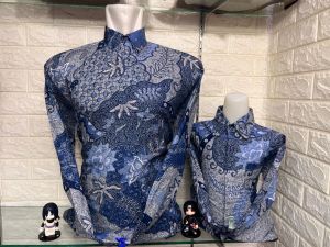 Kemeja Batik Pria Lengan panjang couple ayah dan anak bahan katun solo premium lapis furing