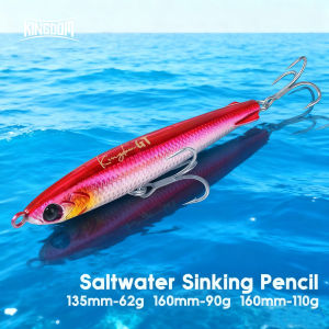 Kingdom Saltwater Fishing Lure Sinking Pencil Baits 135/160mm 62/90/110g Trout Bass Lure Treble Hook Long Casting Pecsa Tackle
