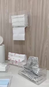 Acrylic Wall Mounted Tissue Box with Cover and Multi-layer Capacity