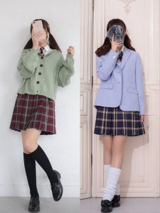Kyouko Brand JK Uniform Pleated Skirt Sweet School Girl Style Natural Waist H-Shape Winter Collection 2018 Polyester Material