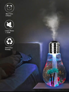 Bulb Humidifier 400ml 7-Color LED Portable USB Mini Air Diffuser Silent Cool Mist Moisture Care for Bedroom and Office