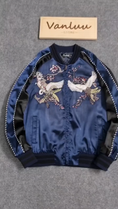 Áo Khoác Nam Áo Khoác Thêu Áo Khoác Sukajan Jacket Cho Nam Áo Khoác Bomber Thêu Hạc