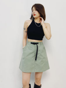 American Retro High Waist Short Skirt Womens Outdoor Casual Workwear Summer Half Body Pants Polyester Fiber A-Line Skirt