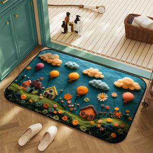 VIKAMA 3D Flower Bathroom Floor Mat Interior Area Carpet Anti-slip Water Absorbing Floor Mat Home Decoration