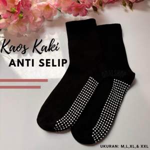 Kaos kaki anak sekolah Antislip hitam polos SD SMP SMA Anti selip tebal Fashion
