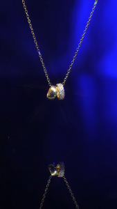 LOVETIA Kalung Luxury Double Circle Moissanite Necklace Perhiasan Sertifikat GRA Original XMZ132