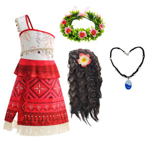 Kids Island Princess Cosplay Outfit with Fringe Skirt & Accessories for Halloween Birthday & Themed Party Fancy Dress