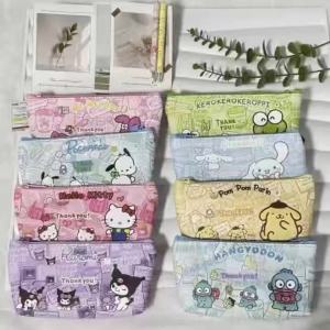 Sanrio | Cute Sanrio Pencil Case Large Capacity PU Zipper Pencil Case Single-Layer Waterproof Stationery Storage Bag.