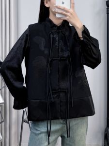 New Chinese Style Stand Collar Fashion Fringed Buttoned Vest Spring New Two-Piece Embroidered 3D Stitched Jacket