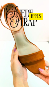 888 Boon Wah Shoes Suede Block Heel Ankle Strap Heels