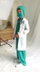 Doctor Career Costume for Kids Boys Blue Nurse Uniform Role Play Playing Dress Up Halloween Costume