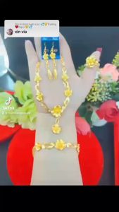 Bộ trang sức cưới chuẩn 24.k kèm hộp nhung E.136