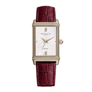 Shanghai | Automatic Mechanical Watch Square Dial Leather Strap Transparent Back Gift for Girlfriend