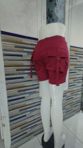 CELANA SENAM WANITA KARGO PENDEK DUA SAKU BELAKANG CELANA OLAHRAGA GYM AIROBIC FITNES DLL