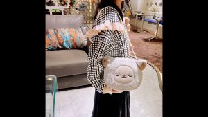 ELACCENT กระเป๋าสะพายข้าง กระเป๋าสะพาย หญิง กระเป๋าสะพายไหล่แฟชั่นสำหรับเด็กกระเป๋าคนส่งเอกสารผ้ากำมะหยี่น่ารัก กระเป๋า ผญแฟชัน