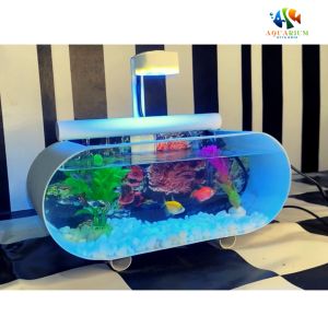 [COD] 1 Set Aquarium Mini /Akuarium akrilik Lengkap Dengan Oxygn Filter air mancur Plus Batu bunga Hias lampu LED (B02)