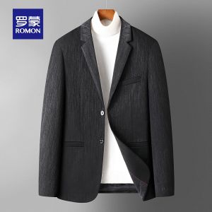 ROMON | เสื้อสูทผู้ชาย Romon ทรงหลวม ปกติ แขนยาว ฤดูใบไม้ผลิและฤดูใบไม้ร่วง สไตล์เกาหลี เสื้อสูทแบบลำลองสำหรับธุรกิจ เสื้อผ้าทำงาน