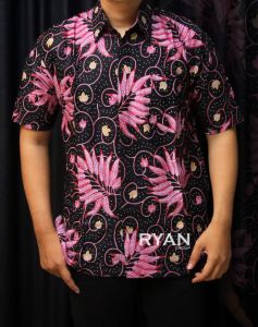 BATIK PRIA LENGAN PENDEK SIZE M L XL XXL XXXL 3XL XXXXL 4XL XXXXXL 5XL 6XL LD 120 130 140CM UKURAN STANDAR SAMPAI JUMBO BIGSIZE SUPER BESAR Motif Kenari Merah - lazza store