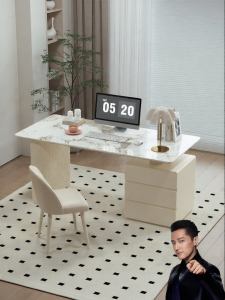 OUQI | Cream-style Rock Panel Desk