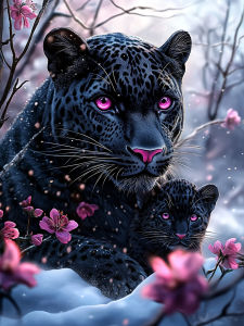 Huacan DIY Black Panther Bộ Tranh Đính Đá Động Vật Mùa Đông Phong Cảnh Dán Đầy Đủ Hình vuông/Hình Tròn Nhựa Thêu Tranh Trang Trí