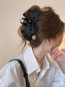 Elegant Gold Label Butterfly Knot Hair Clip Womens 2025 New Style Shark Clamp Large Hair Volume Back of Head Bun Hair Accessory