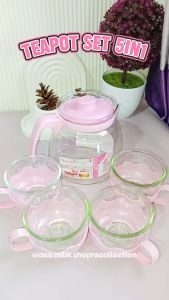 TEAPOT SET 5in1 1Set / TEAPOT WARNA SET KACA / TEKO KACA / TEAPOT WARNA 5IN1