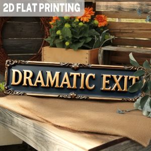 CIFbuy | Vintage Dramatic Exit 2D Flat Metal Sign - 1pc 3.93x15.74" Classic Theater Decor Rustic Distressed Wall Art for Bar Restaurant