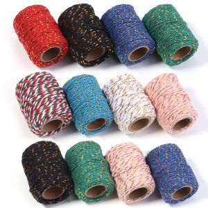 20m/lot Gold Coloful Mixed Cotton Cord Golden Thread Braided Cotton Thread For DIY Woven Crafts Chrismas Gift Wrap Ribbon