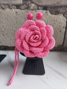 Rose coin purse/crochet rose coin purse/coin purse rose crochet