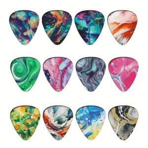 12pcs/Set Van Gogh Themed Guitar Picks for Bass Ukulele Musical Instrument Accessories Oil Painting Shrapnel Design