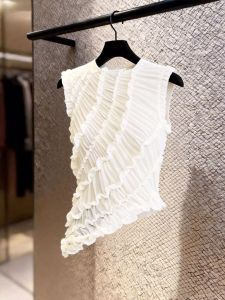Elegant Design Asymmetric Peplum Vest White