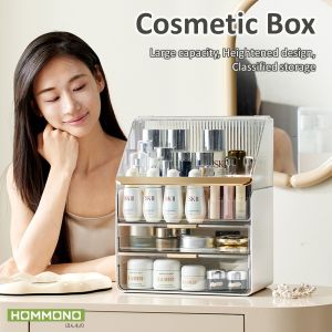 3 ชั้น ตู้เก็บเครื่องสำอาง SN015 อะคริลิคใส พร้อมช่องใส่ลิปสติก ยี่ห้อ Hommono ส่งในไทย