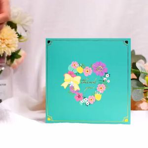 UMI 3D Love Heart Flower Birthday Thank You Card Pop Up Handmade Wish Card Selamat Hari Jadi Lahir Kertas 立体生日卡