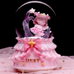Sakura Rabbit Music Box Rotating Crystal Ball Princess Theme Gift for Girls Age 10 Birthday Decoration Resin Material Children