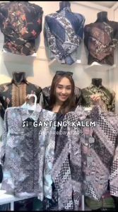 Kemeja batik pria lengan panjang baju batik pria modern baju kemeja kerja kantor pria dewasa grey