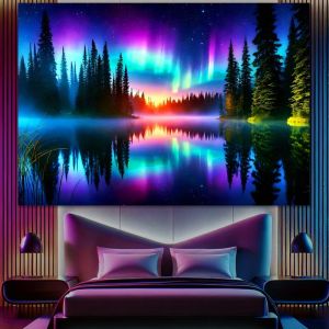 VIKAMA Aurora Forest Tapestry Bedroom Feature Wall Bed & Breakfast Decor Living Room Artwork Living Room Decor
