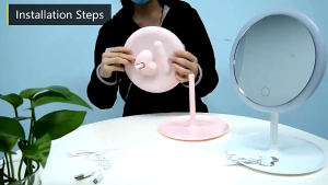 LED Makeup Mirror Rechargeable Round / Cermin Solek LED Desktop Kawalan Sentuh Boleh Cas Bulat