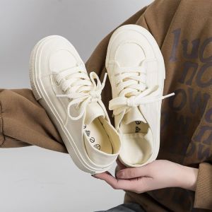 COD两穿帆布鞋女2024年夏季新款韩版高颜值一脚蹬半拖奶油色厚底板鞋Model baru dengan penghantaran bebas