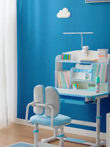 Kids Study Table Ergonomic Height Adjustable Childrens Study Desk Set with Chair